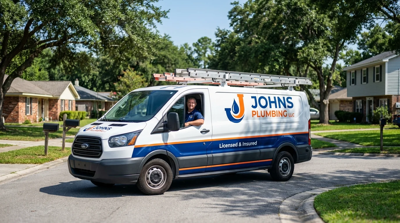 Johns Plumbing LLC service van in Grabill, IN
