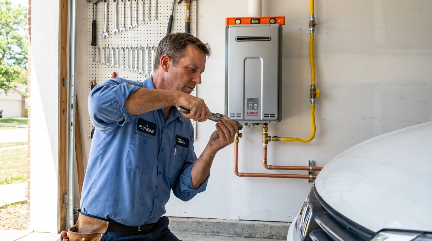Tankless water heater installation by a Johns Plumbing LLC plumber in Grabill
